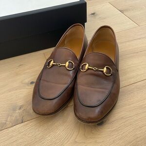 Gucci Jordaan Leather Loafers Brown Size 6